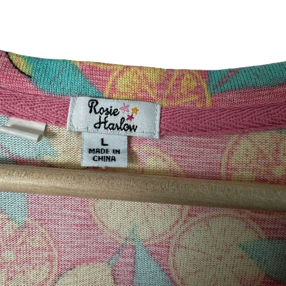 Rosie Harlow Pink Lemon Pajama Top Size Large